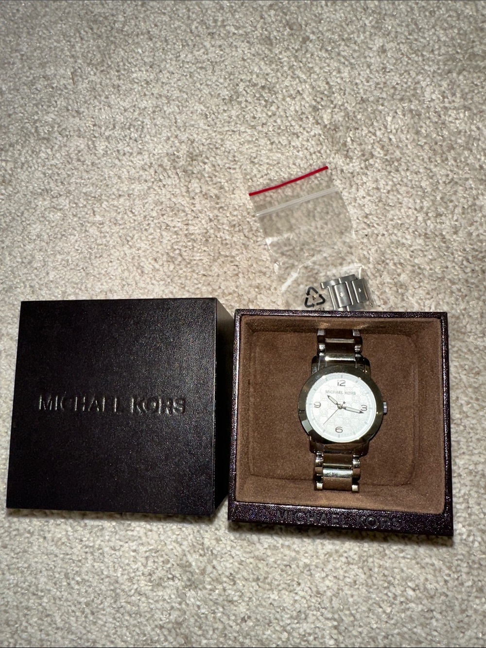 Michael Kors Men's Silver Tone Stainless Steel Watch with White Dial